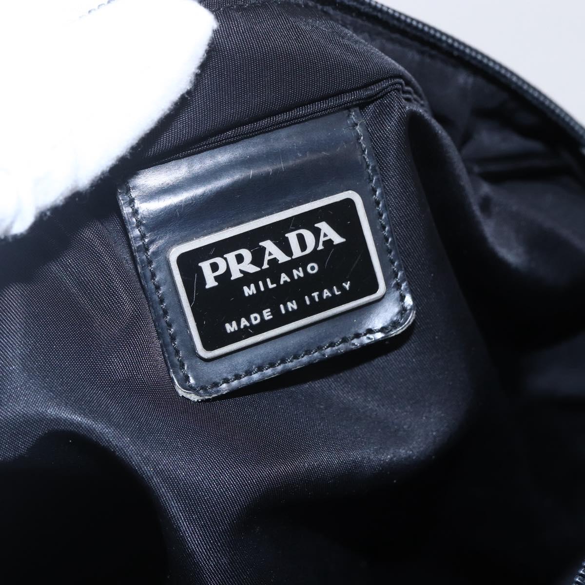 PRADA Shoulder Bag Nylon Black Silver Auth 146835