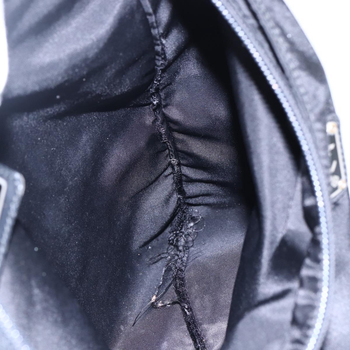 PRADA Shoulder Bag Nylon Black Silver Auth 146835