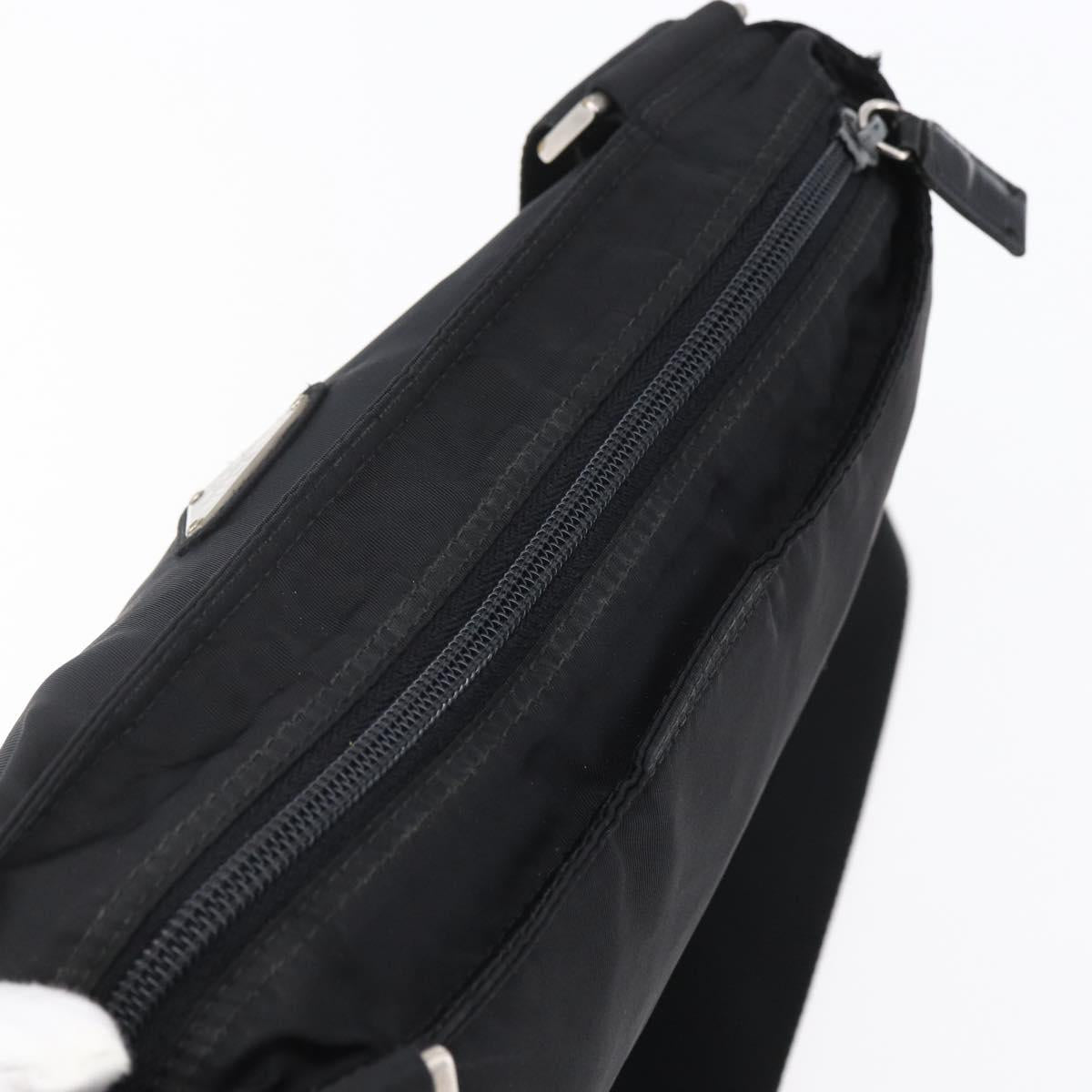 PRADA Shoulder Bag Nylon Black Silver Auth 146835