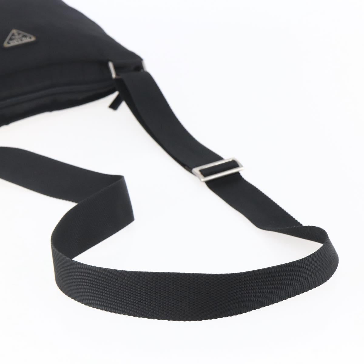 PRADA Shoulder Bag Nylon Black Silver Auth 146835