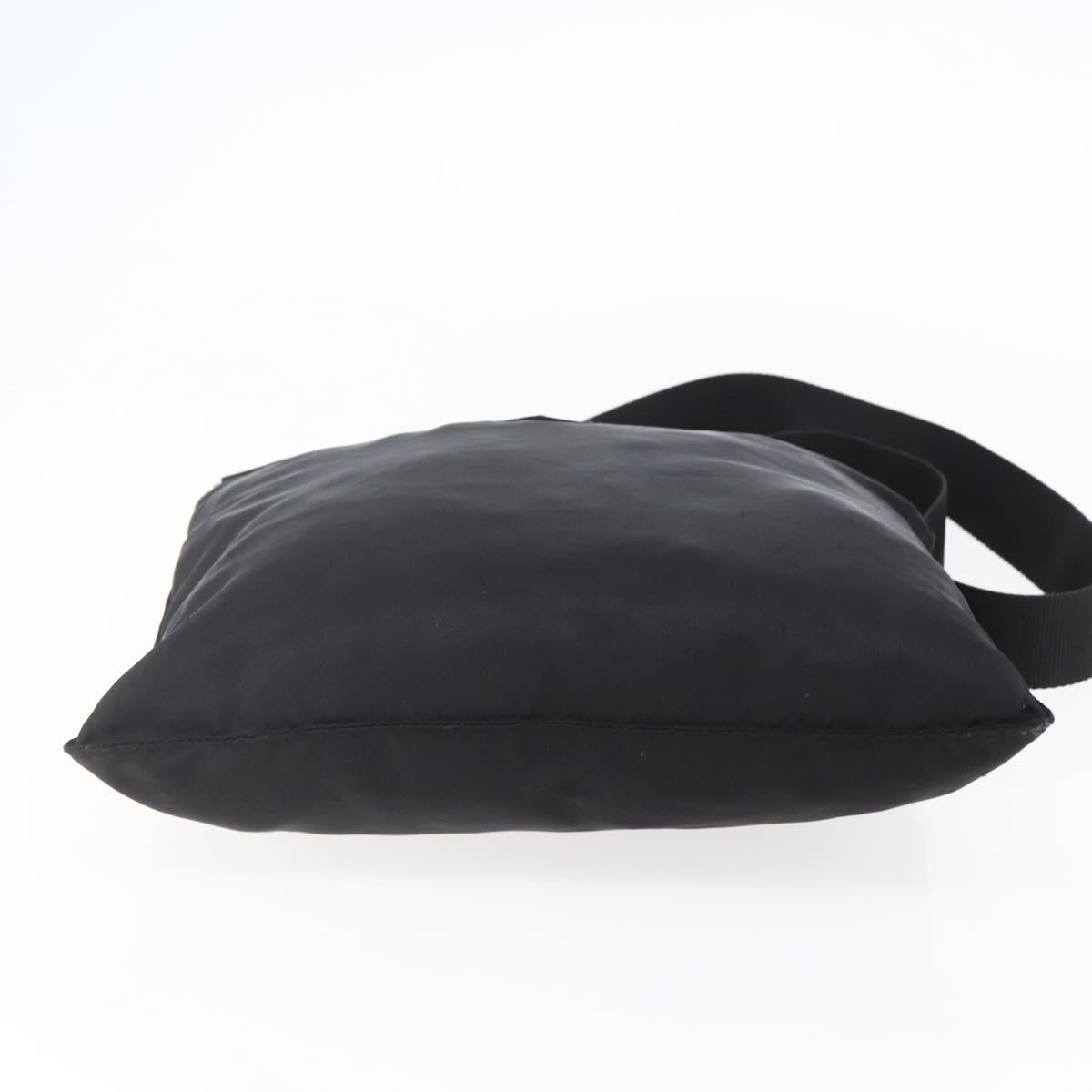 PRADA Shoulder Bag Nylon Black Silver Auth 146835