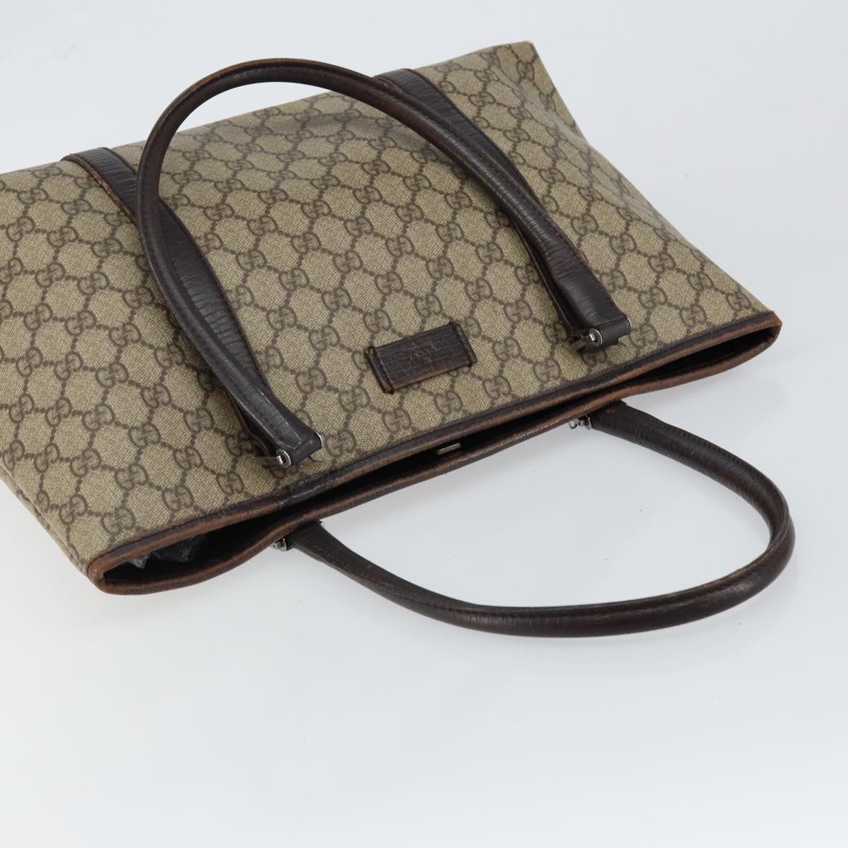 GUCCI GG Supreme Tote Bag PVC Beige Silver 111595 Auth 146837