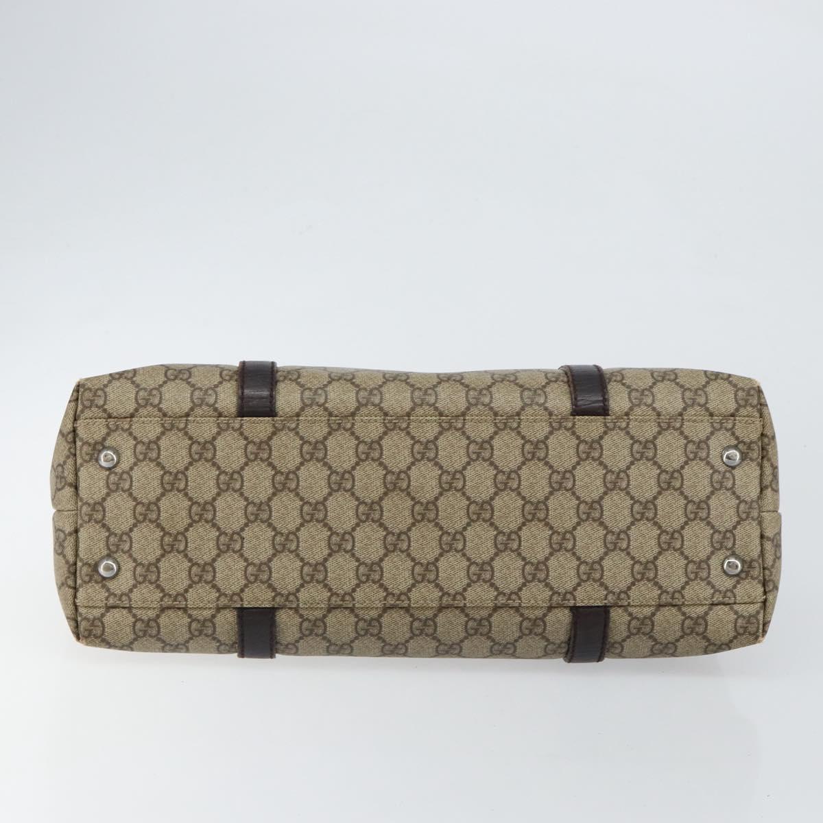 GUCCI GG Supreme Tote Bag PVC Beige Silver 111595 Auth 146837