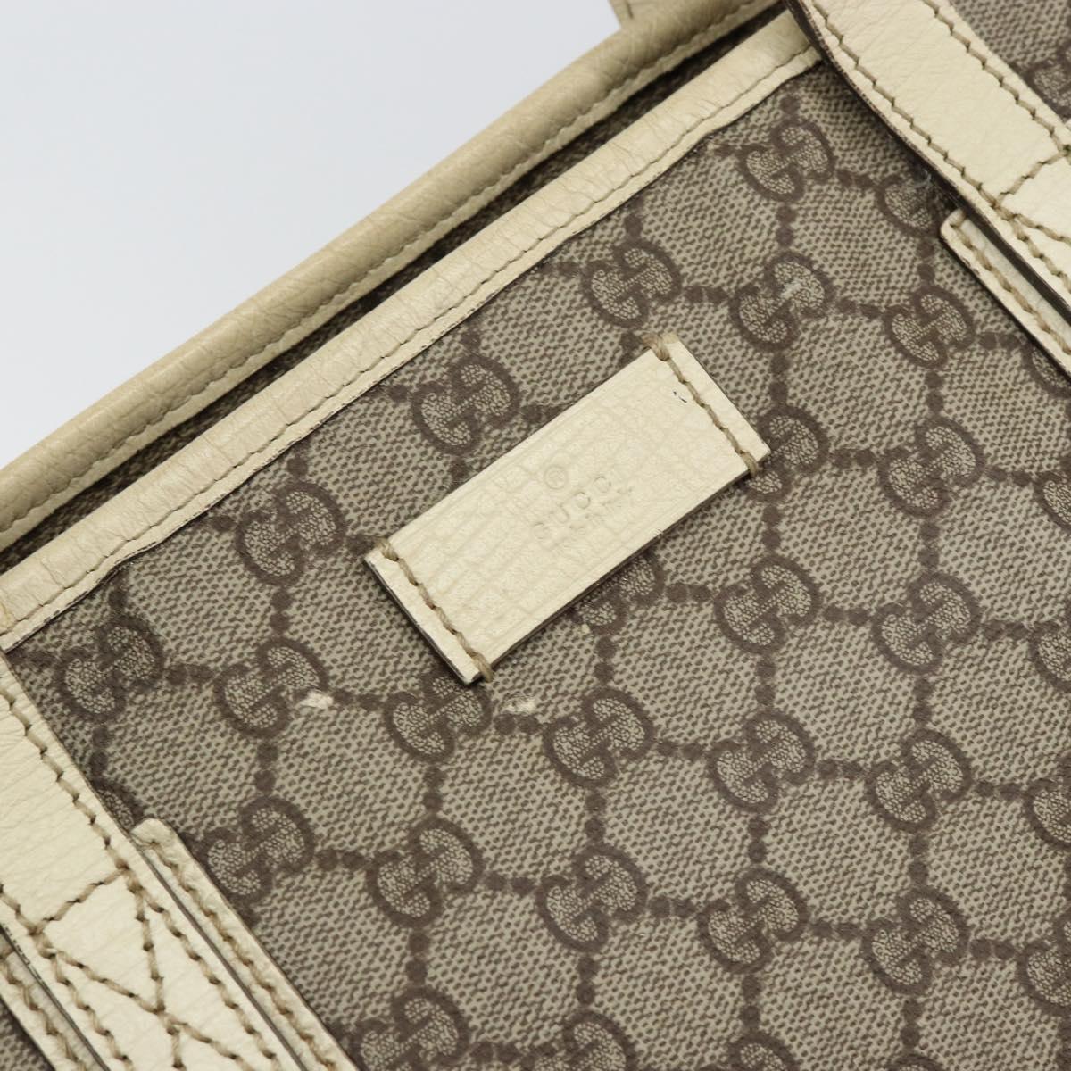 GUCCI GG Supreme Tote Bag PVC Leather Beige White Silver 181084 Auth 146838
