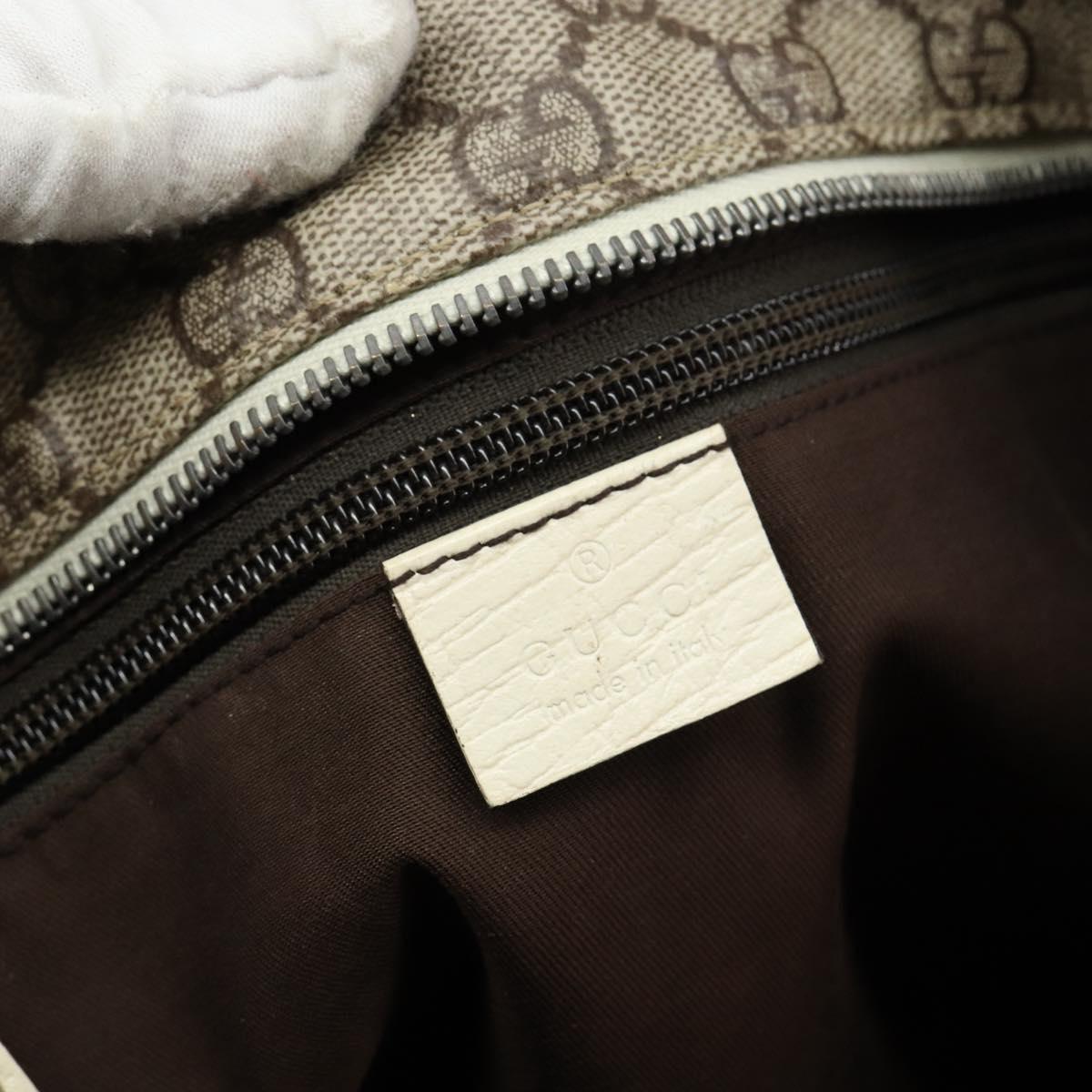 GUCCI GG Supreme Tote Bag PVC Leather Beige White Silver 181084 Auth 146838