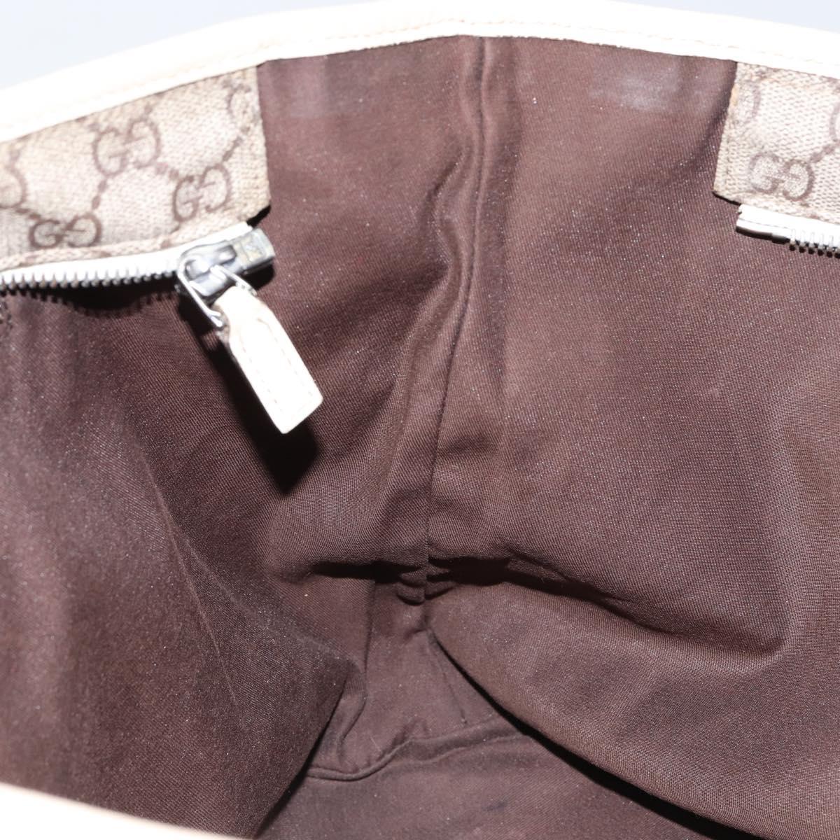 GUCCI GG Supreme Tote Bag PVC Leather Beige White Silver 181084 Auth 146838