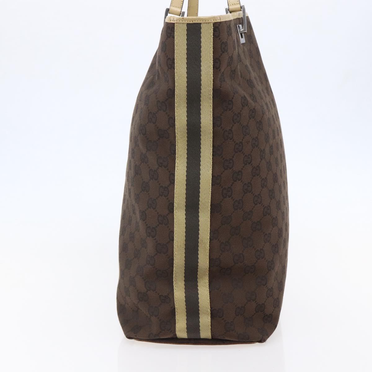 GUCCI GG Canvas Sherry Line Tote Bag Dark Brown 31242 Auth 146842
