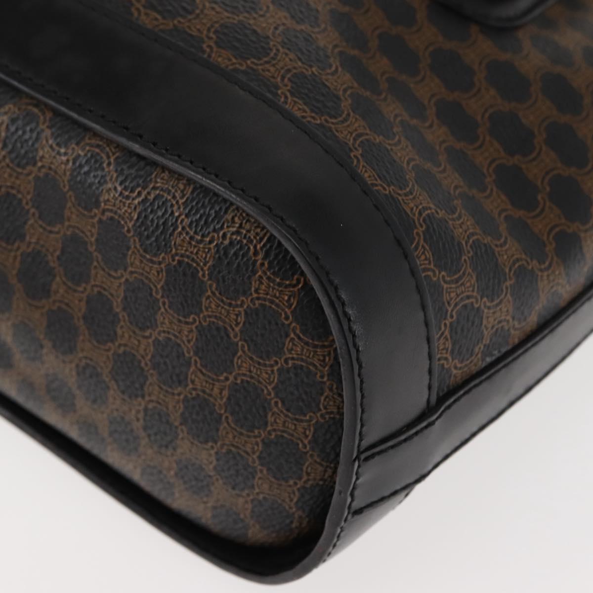 CELINE Macadam Canvas Tote Bag PVC Leather Black Gold Auth 146843