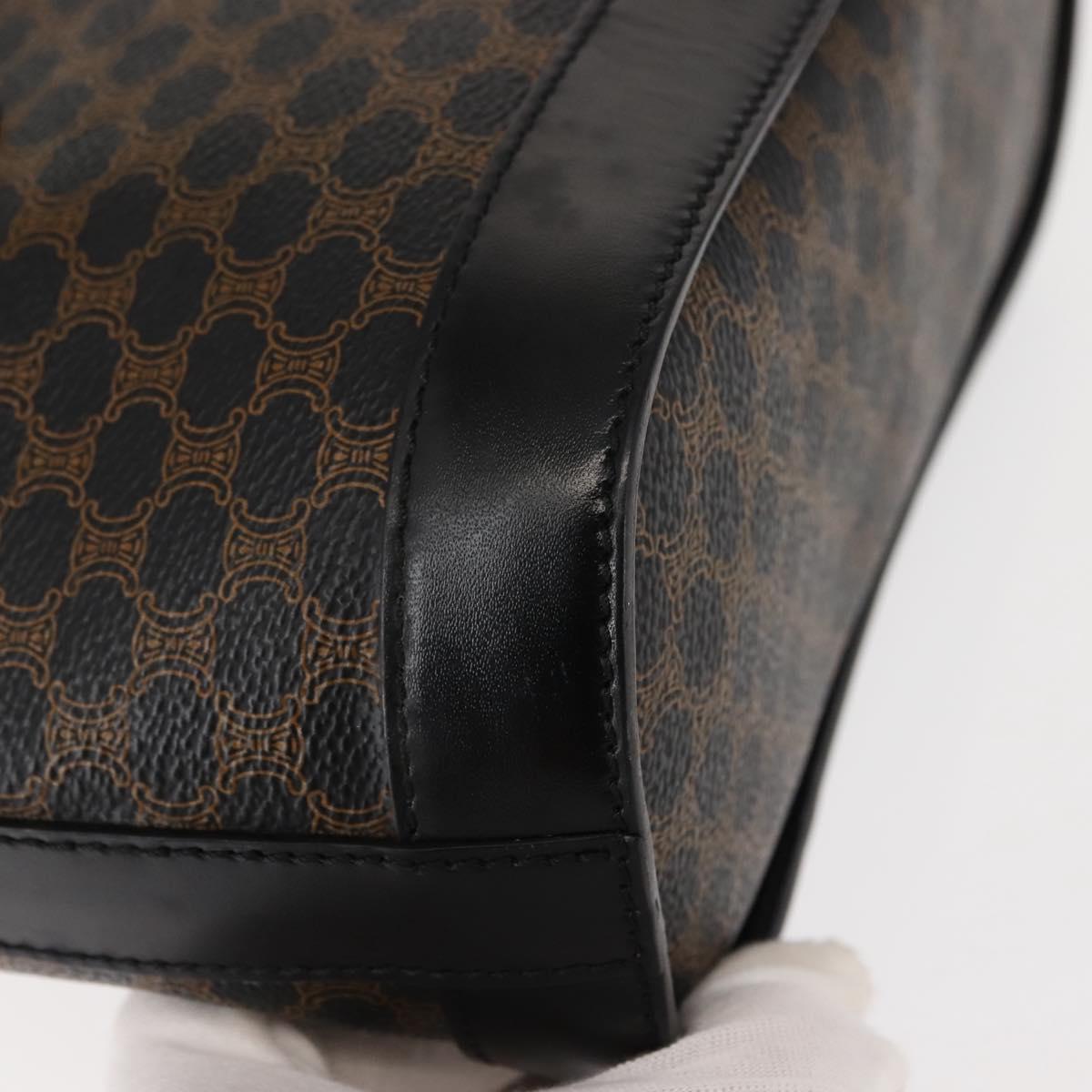 CELINE Macadam Canvas Tote Bag PVC Leather Black Gold Auth 146843