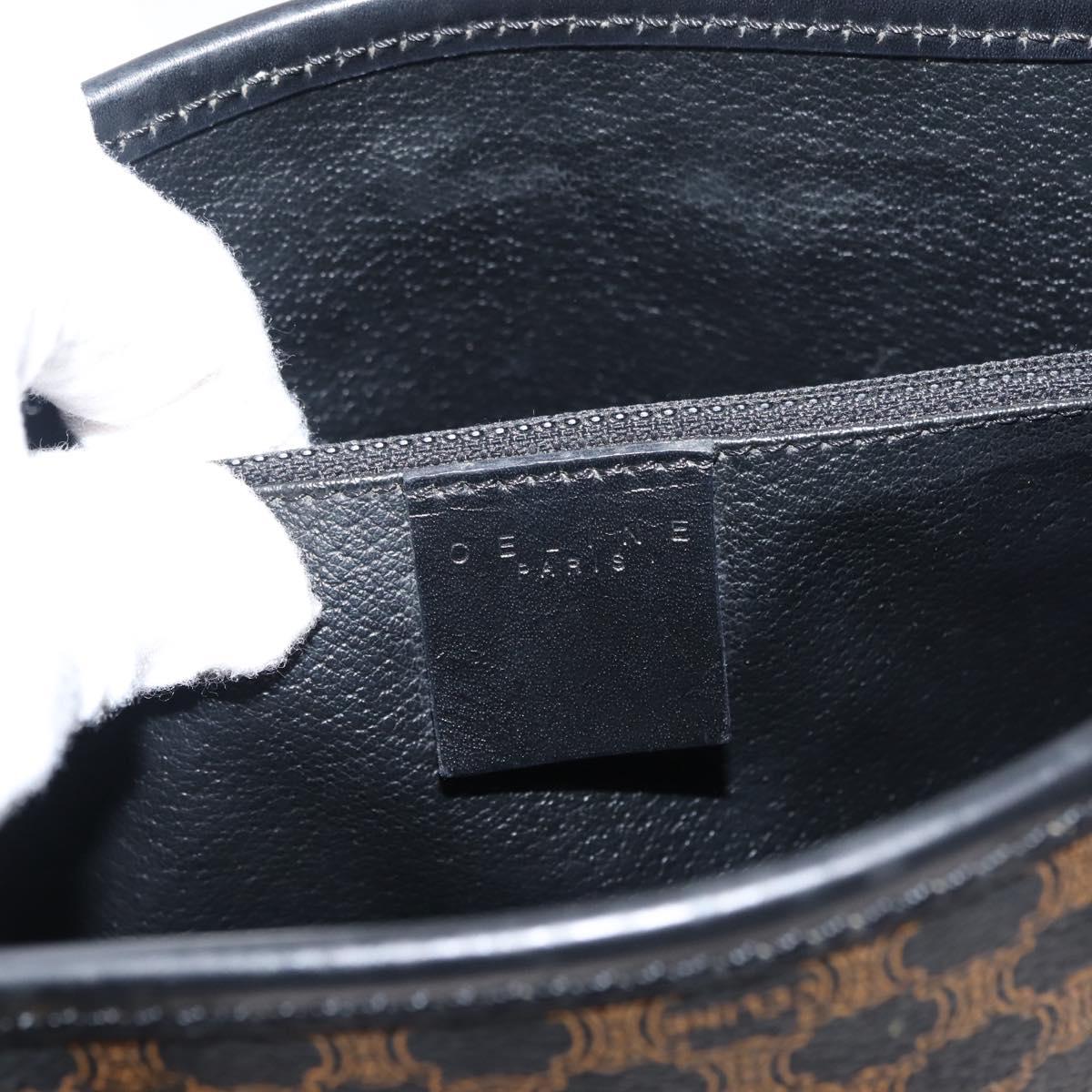 CELINE Macadam Canvas Tote Bag PVC Leather Black Gold Auth 146843