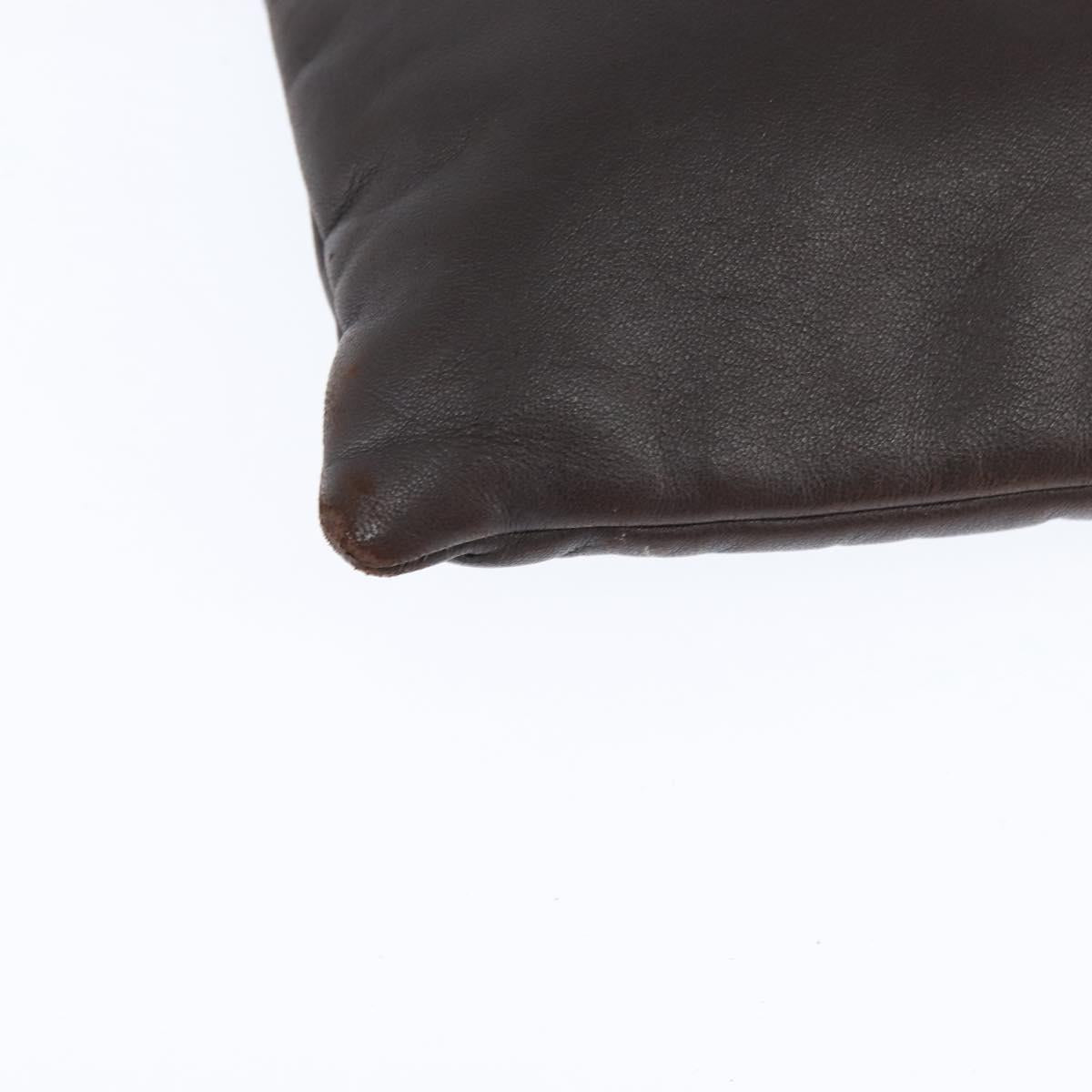 LOEWE Anagram Pouch Shoulder Bag Leather Dark Brown Auth 146845