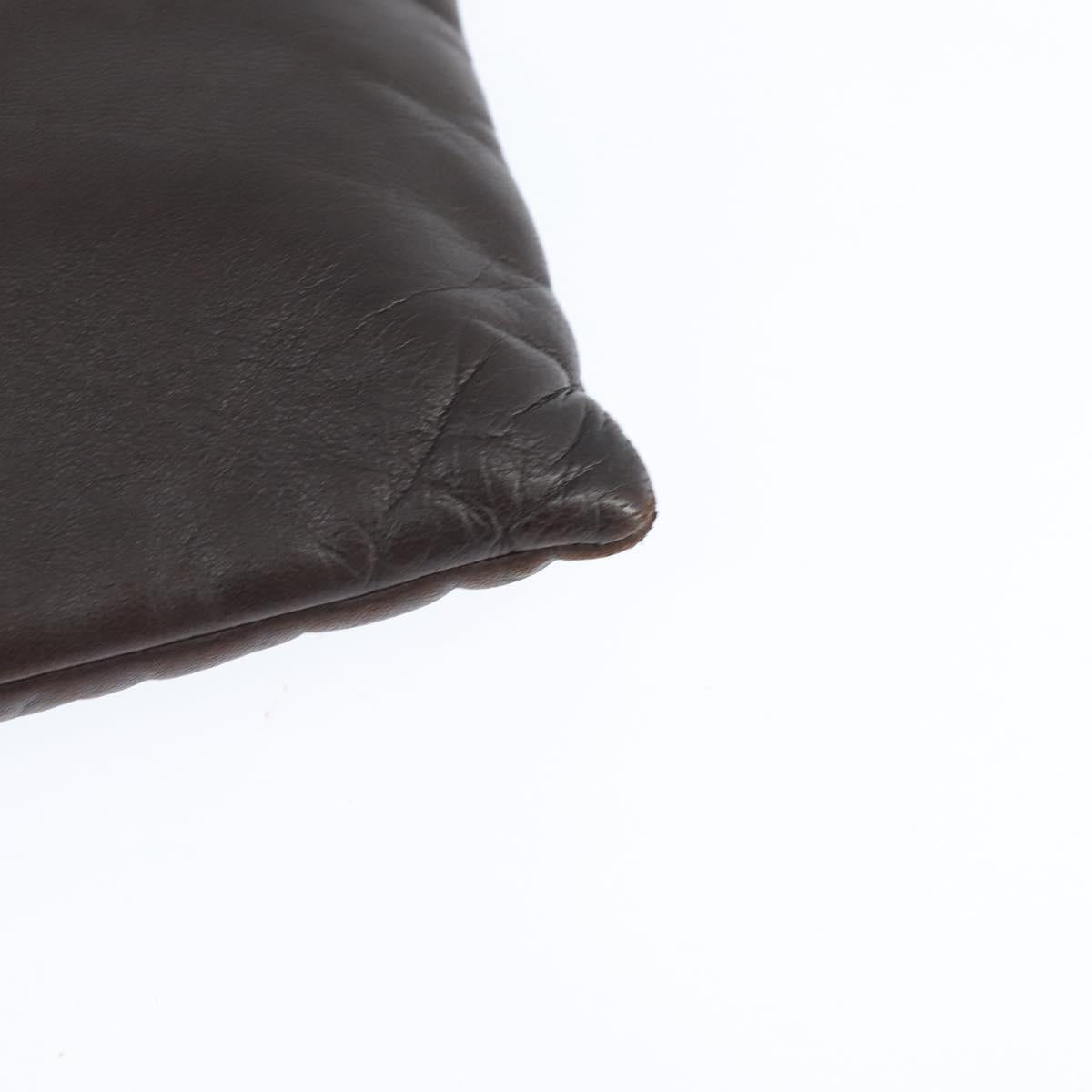 LOEWE Anagram Pouch Shoulder Bag Leather Dark Brown Auth 146845