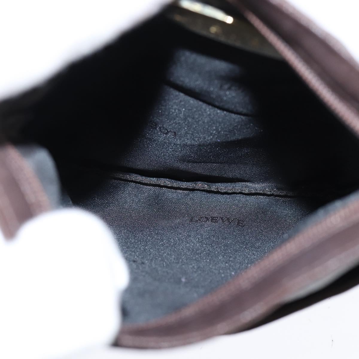 LOEWE Anagram Pouch Shoulder Bag Leather Dark Brown Auth 146845