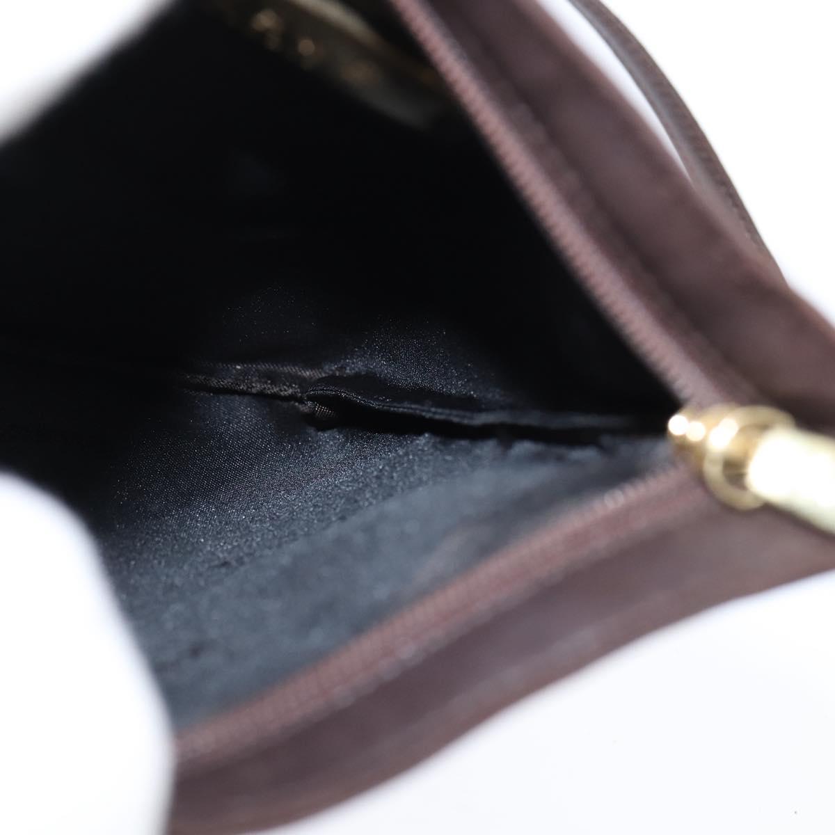 LOEWE Anagram Pouch Shoulder Bag Leather Dark Brown Auth 146845