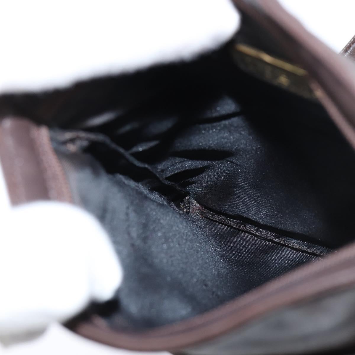 LOEWE Anagram Pouch Shoulder Bag Leather Dark Brown Auth 146845