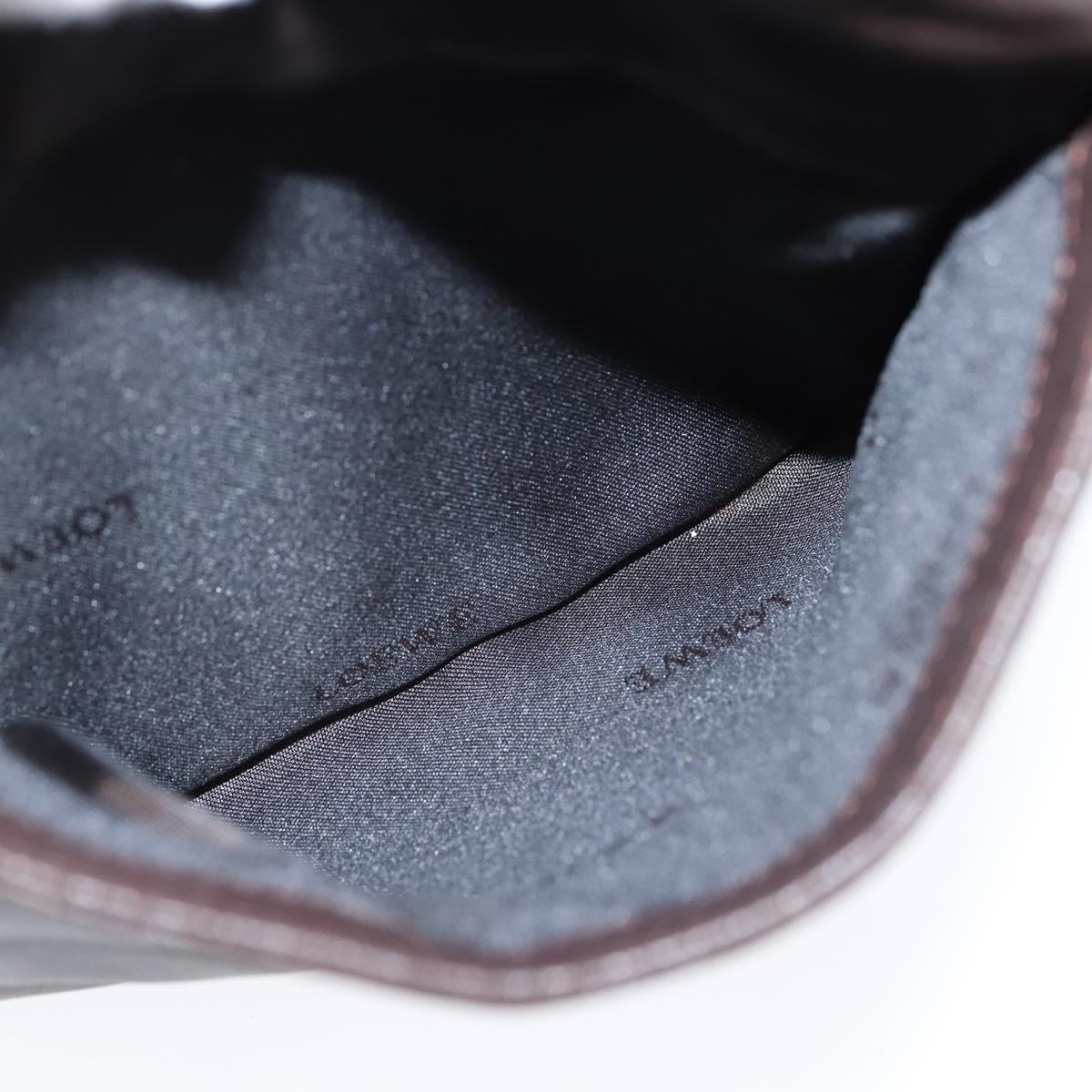 LOEWE Anagram Pouch Shoulder Bag Leather Dark Brown Auth 146845