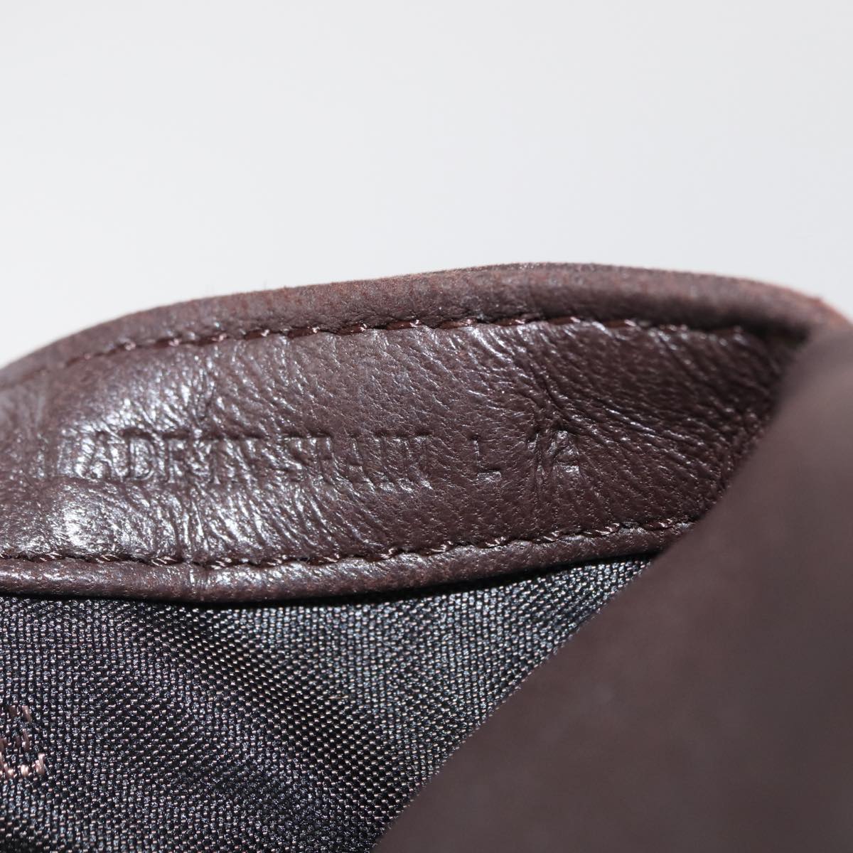 LOEWE Anagram Pouch Shoulder Bag Leather Dark Brown Auth 146845