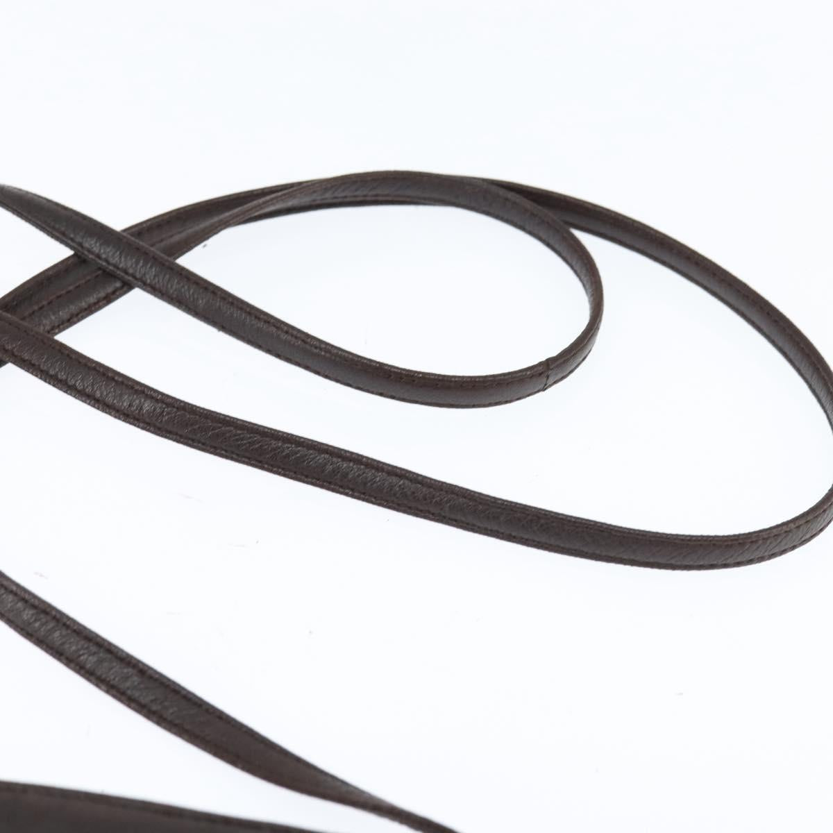 LOEWE Anagram Pouch Shoulder Bag Leather Dark Brown Auth 146845