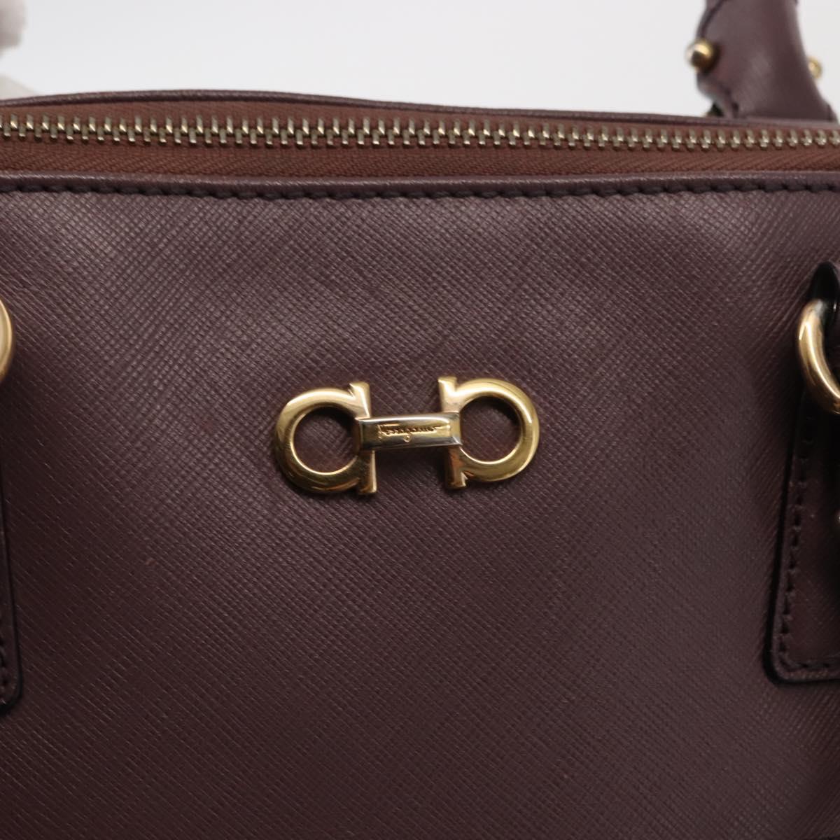 Salvatore Ferragamo Gancini Hand Bag Leather Purple Gold Auth 146846