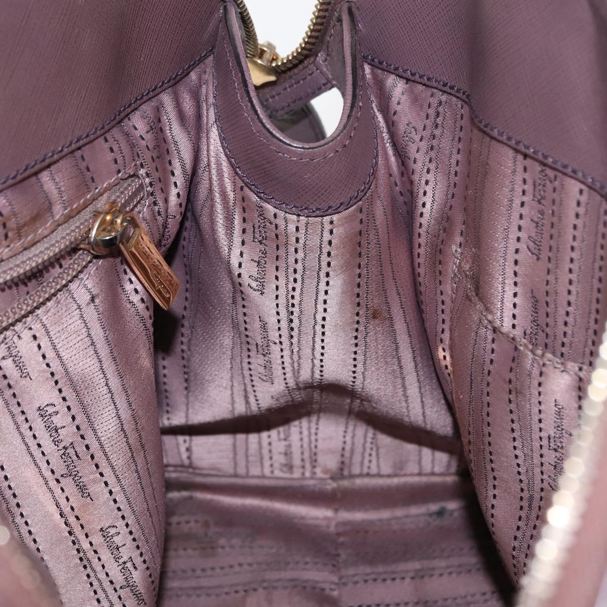 Salvatore Ferragamo Gancini Hand Bag Leather Purple Gold Auth 146846