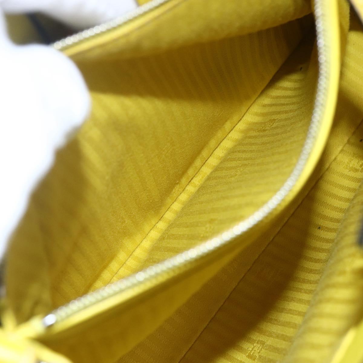 FENDI To joule Hand Bag Leather 2way Yellow Silver Auth 146860