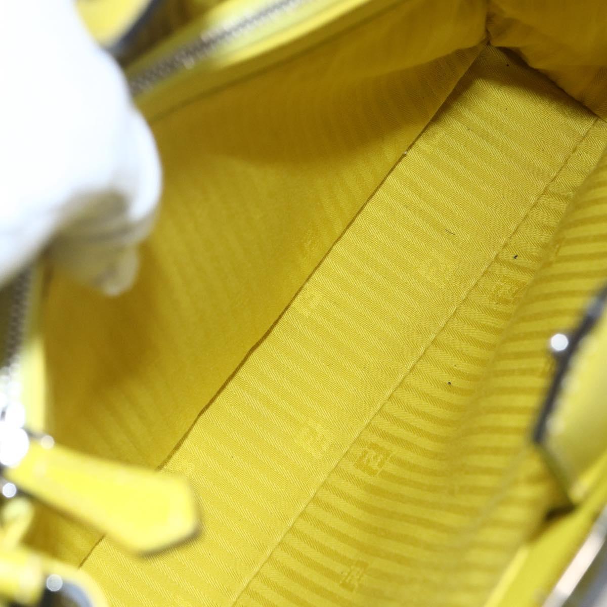 FENDI To joule Hand Bag Leather 2way Yellow Silver Auth 146860