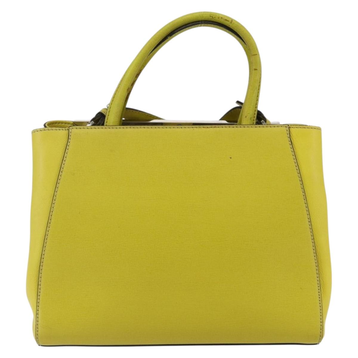FENDI To joule Hand Bag Leather 2way Yellow Silver Auth 146860