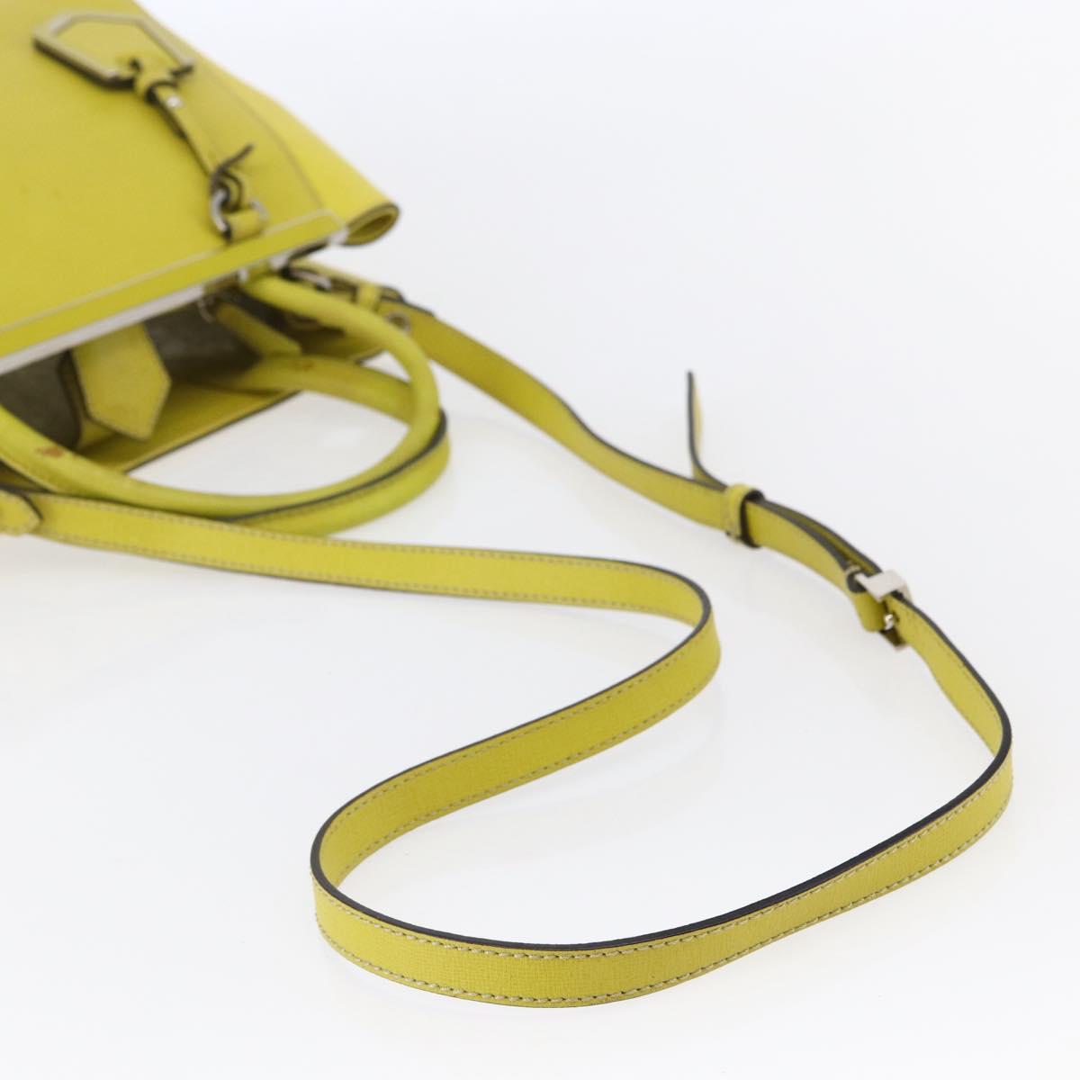 FENDI To joule Hand Bag Leather 2way Yellow Silver Auth 146860