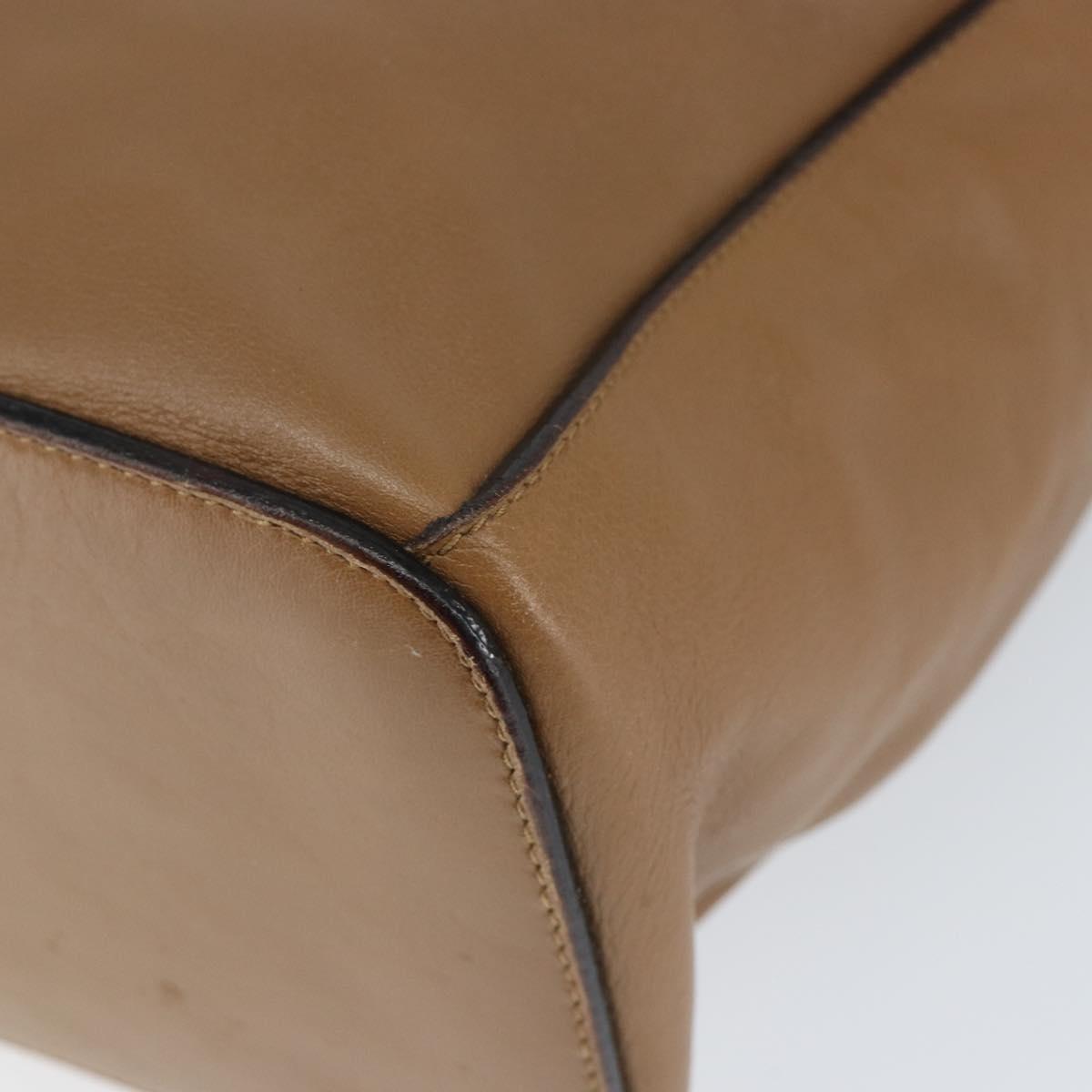 PRADA Shoulder Bag Leather Brown Silver Auth 146861