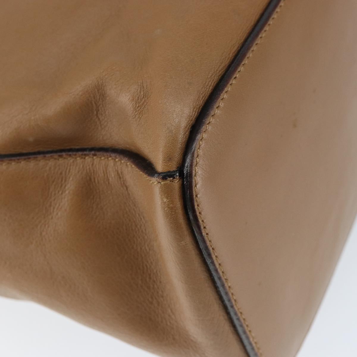 PRADA Shoulder Bag Leather Brown Silver Auth 146861