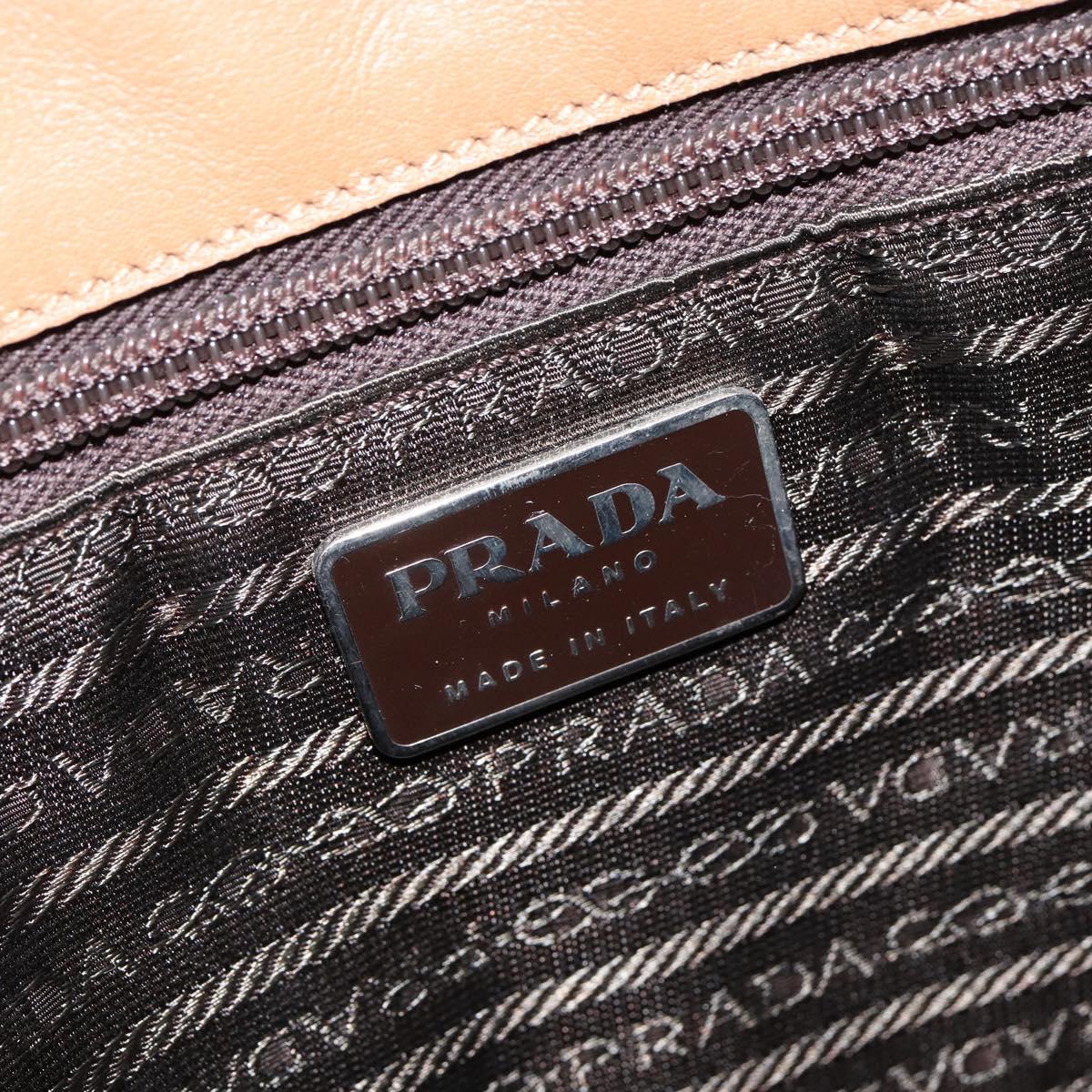 PRADA Shoulder Bag Leather Brown Silver Auth 146861