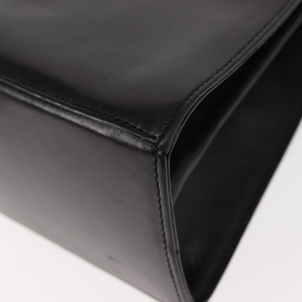 Salvatore Ferragamo Gancini Hand Bag Leather Black Gold Auth 146862