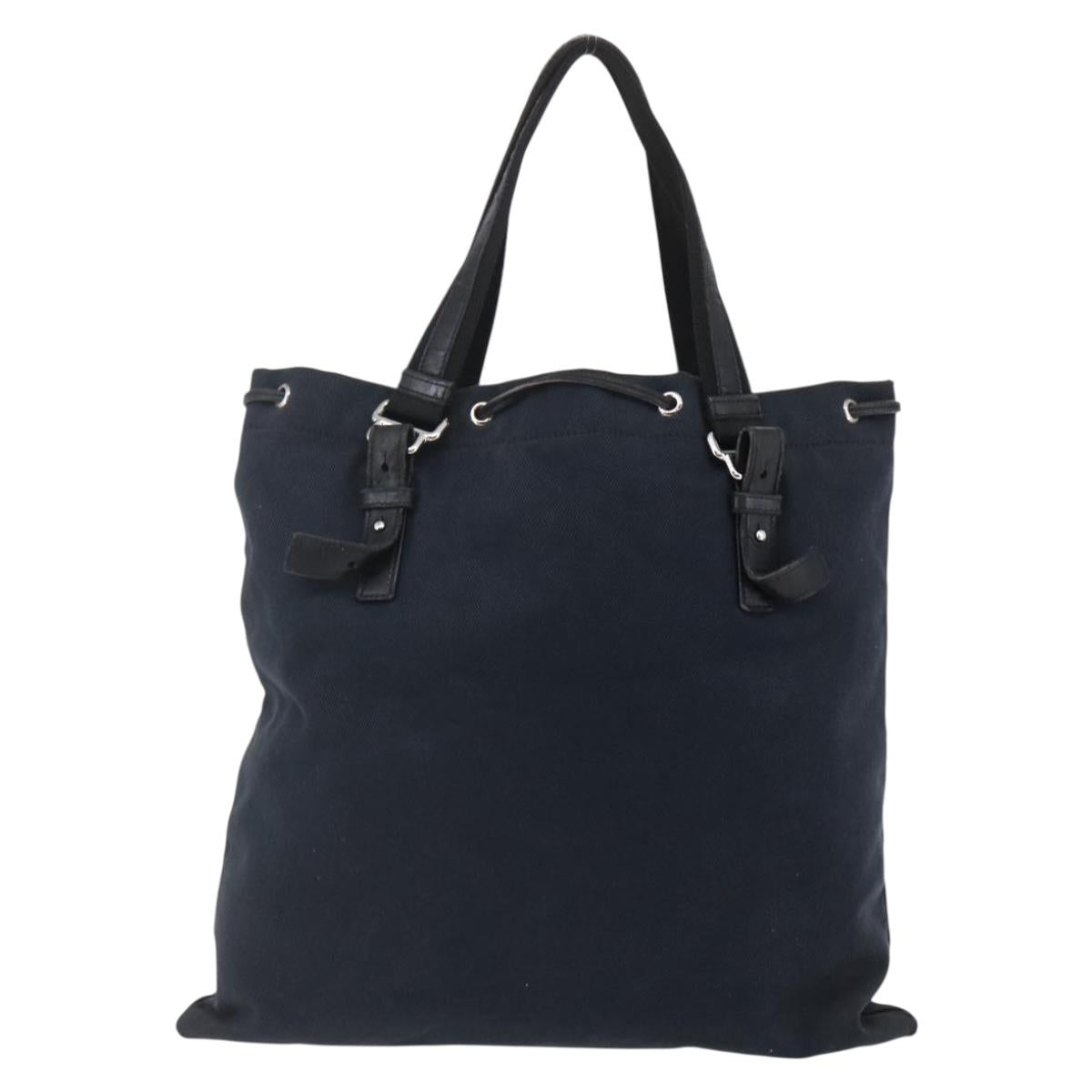 SAINT LAURENT Kahala Tote Bag Canvas Black Silver 121631 Auth 146863