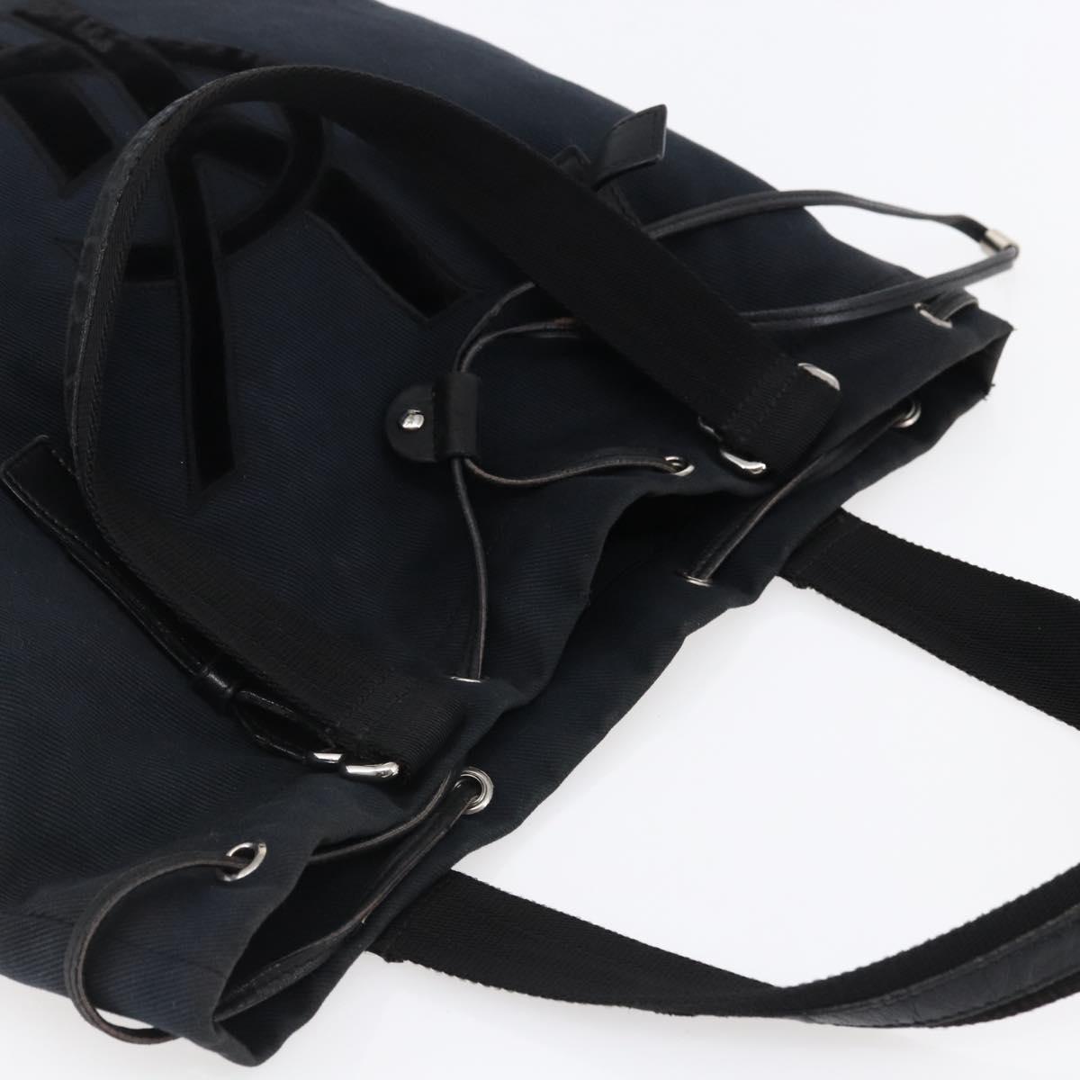 SAINT LAURENT Kahala Tote Bag Canvas Black Silver 121631 Auth 146863