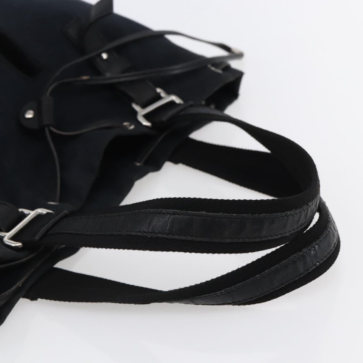 SAINT LAURENT Kahala Tote Bag Canvas Black Silver 121631 Auth 146863