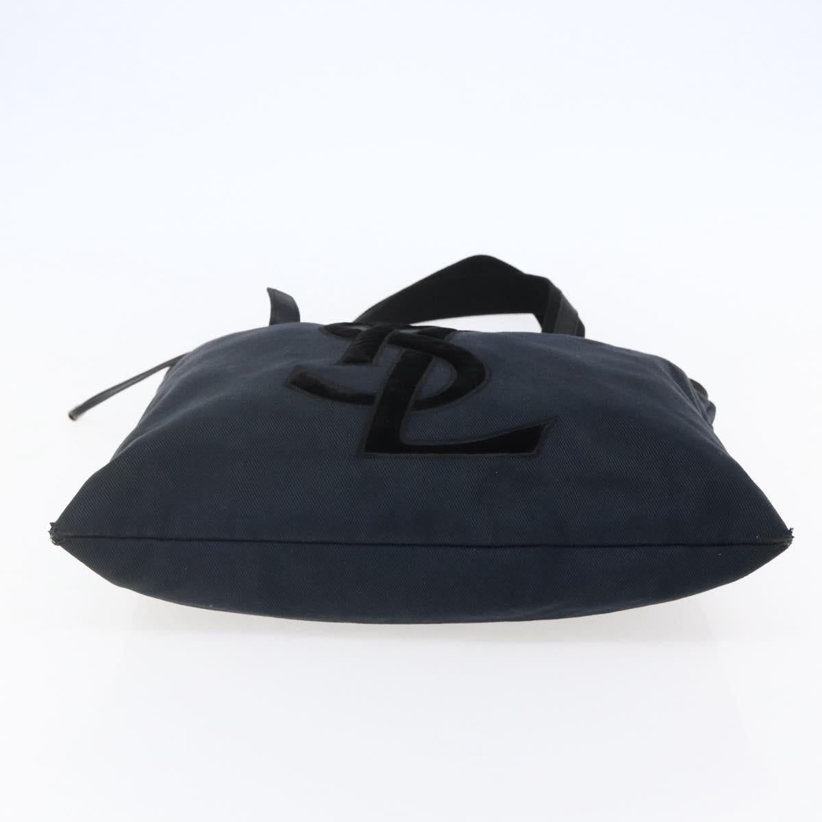 SAINT LAURENT Kahala Tote Bag Canvas Black Silver 121631 Auth 146863