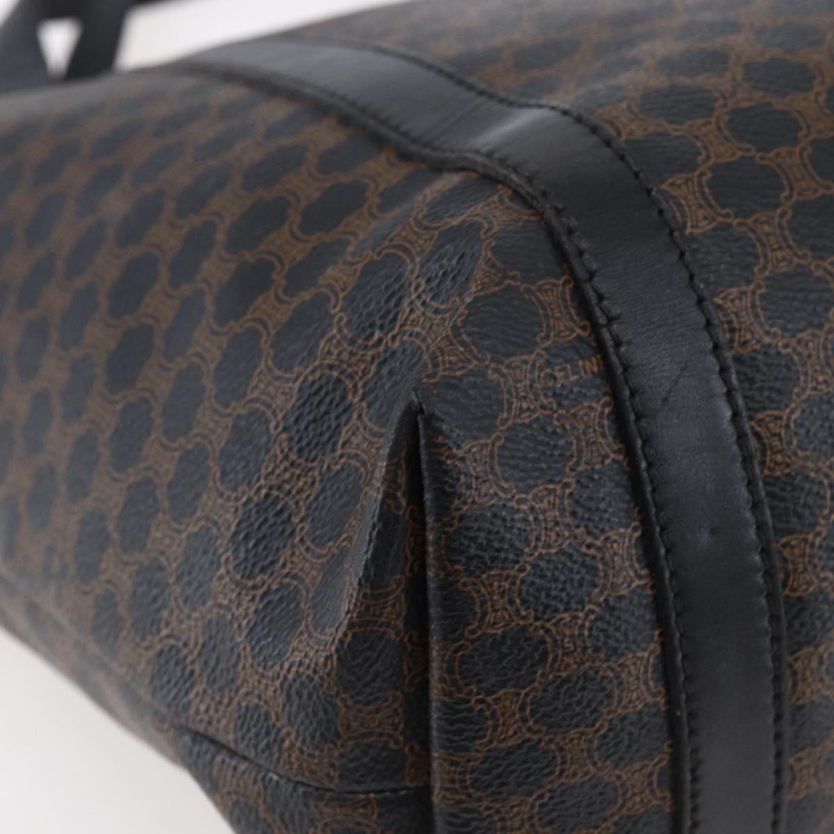 CELINE Macadam Canvas Tote Bag PVC Leather Black Gold Auth 146865