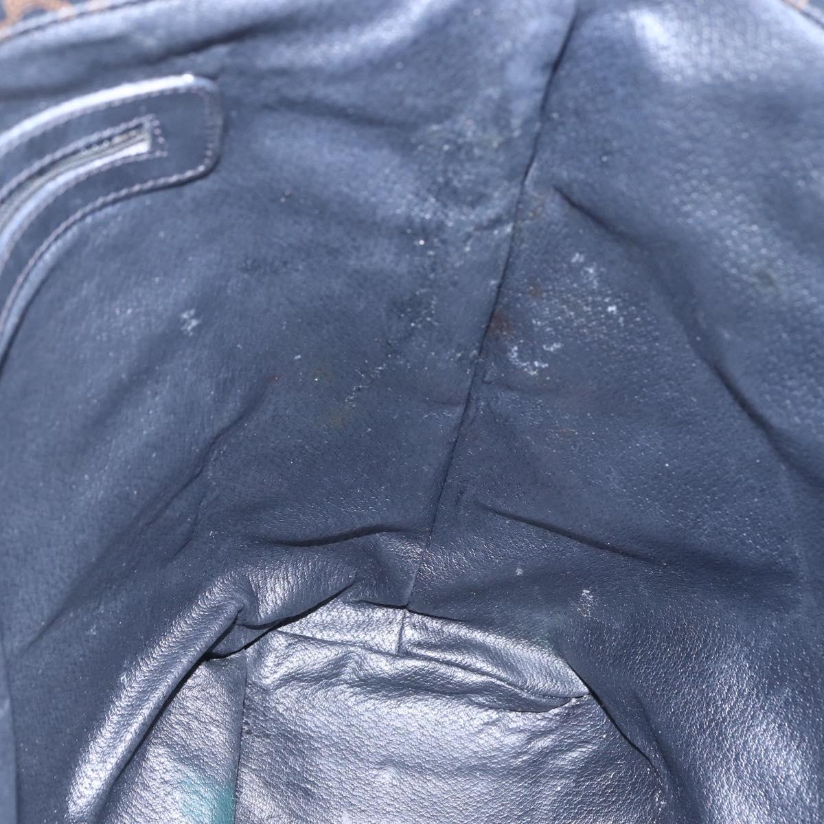 CELINE Macadam Canvas Tote Bag PVC Leather Black Gold Auth 146865