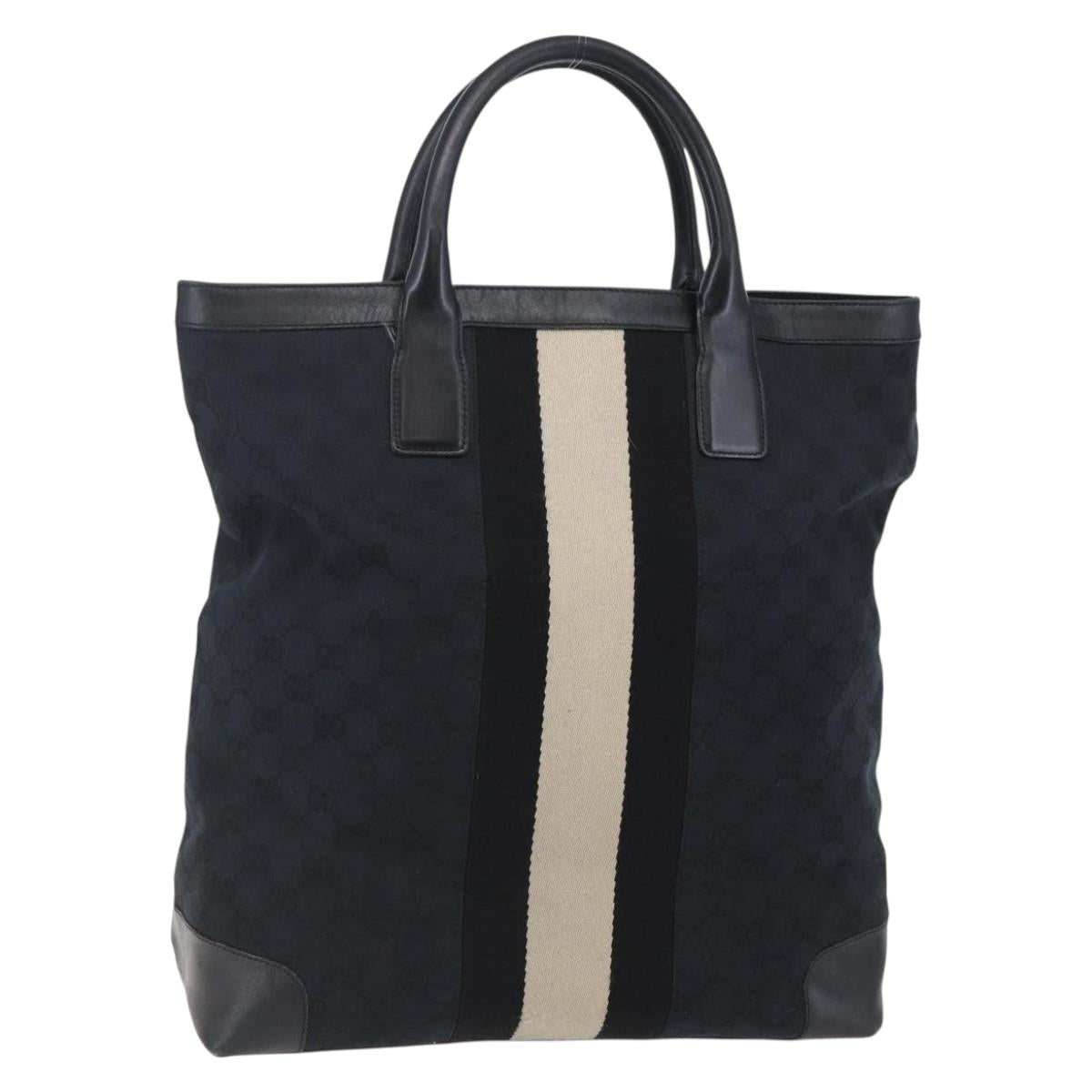 GUCCI GG Canvas Sherry Line Hand Bag Black 002 1093 Auth 146866