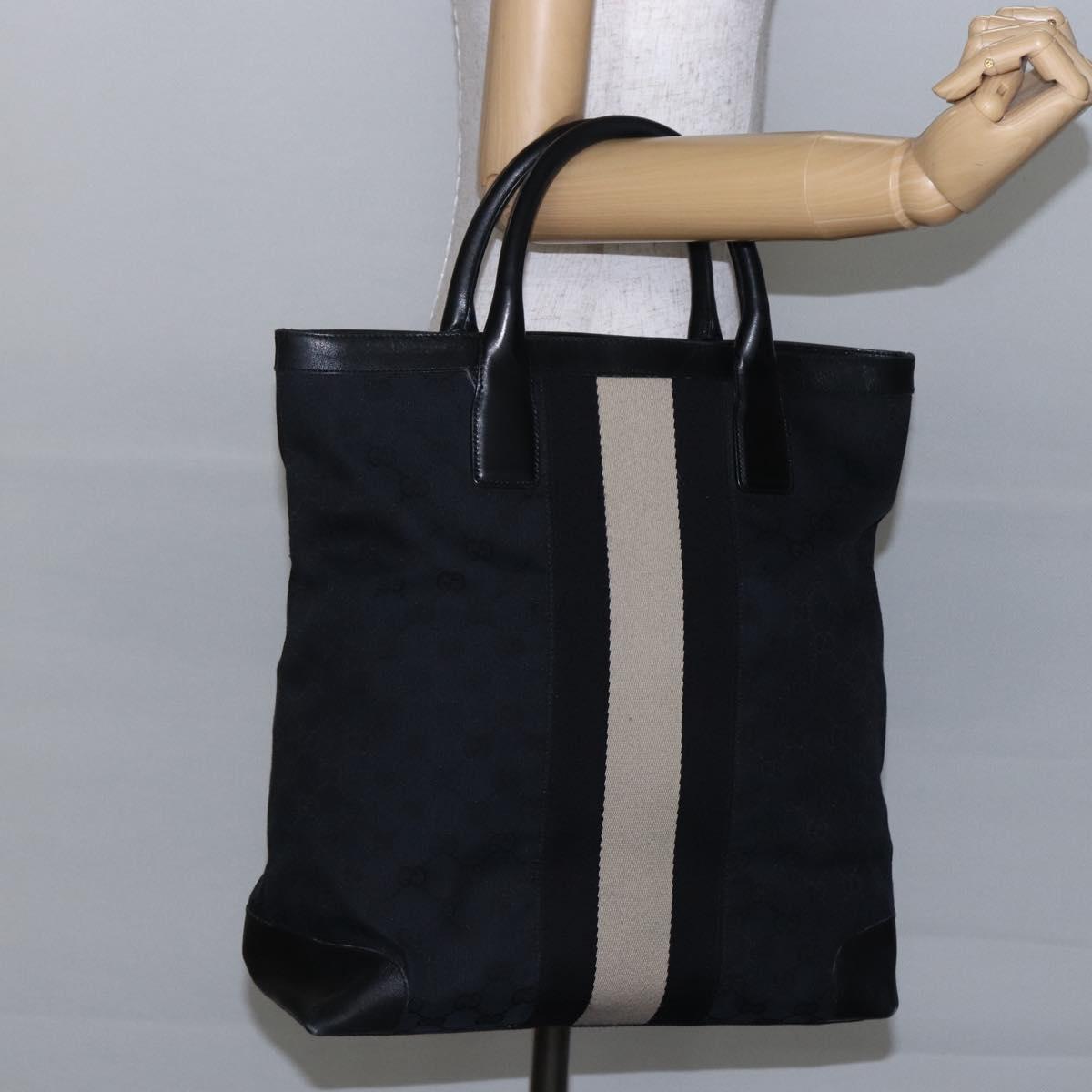GUCCI GG Canvas Sherry Line Hand Bag Black 002 1093 Auth 146866