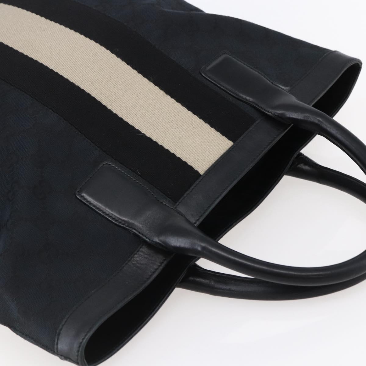 GUCCI GG Canvas Sherry Line Hand Bag Black 002 1093 Auth 146866