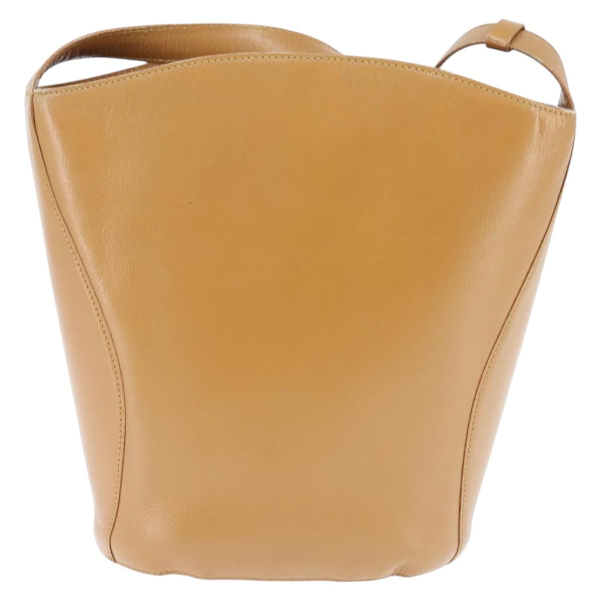 Christian Dior Shoulder Bag Leather Brown Gold Auth 146868