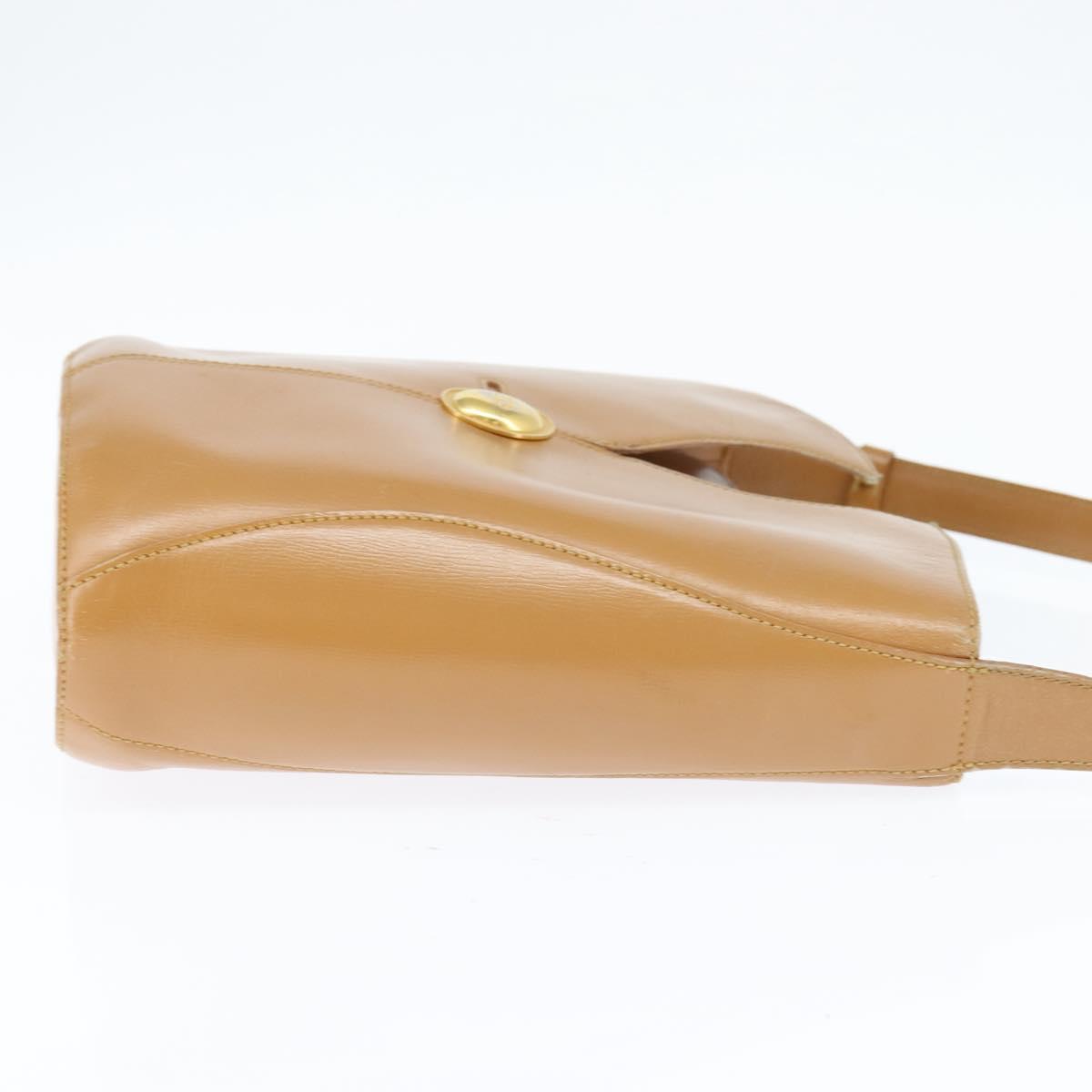 Christian Dior Shoulder Bag Leather Brown Gold Auth 146868