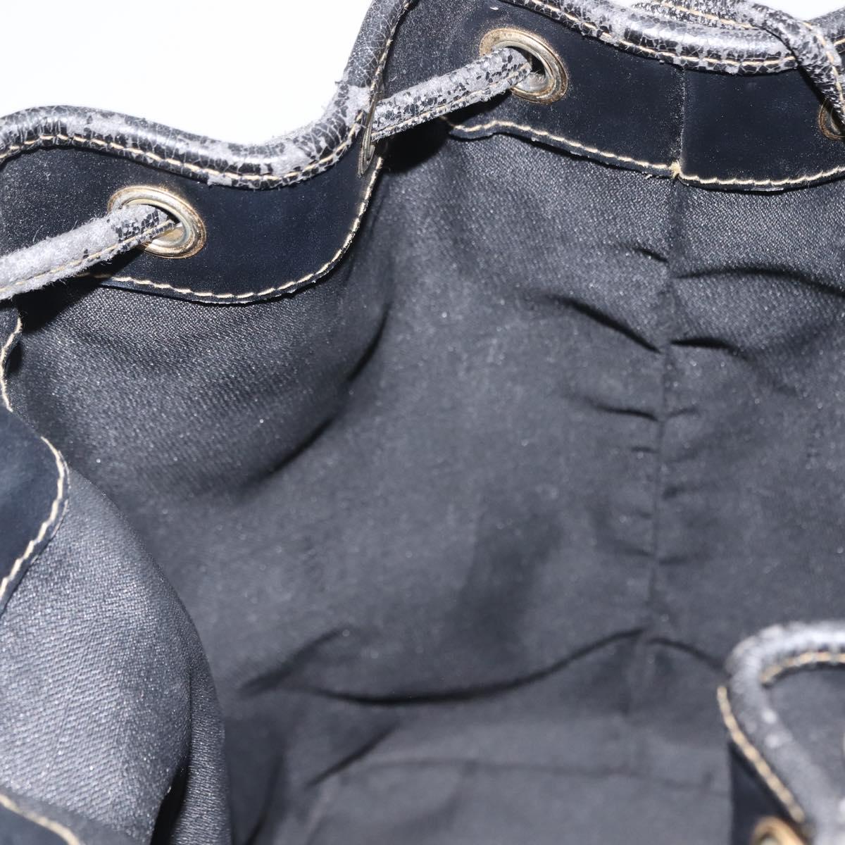 FENDI Pecan Canvas Shoulder Bag PVC Black Brown gold Auth 146873