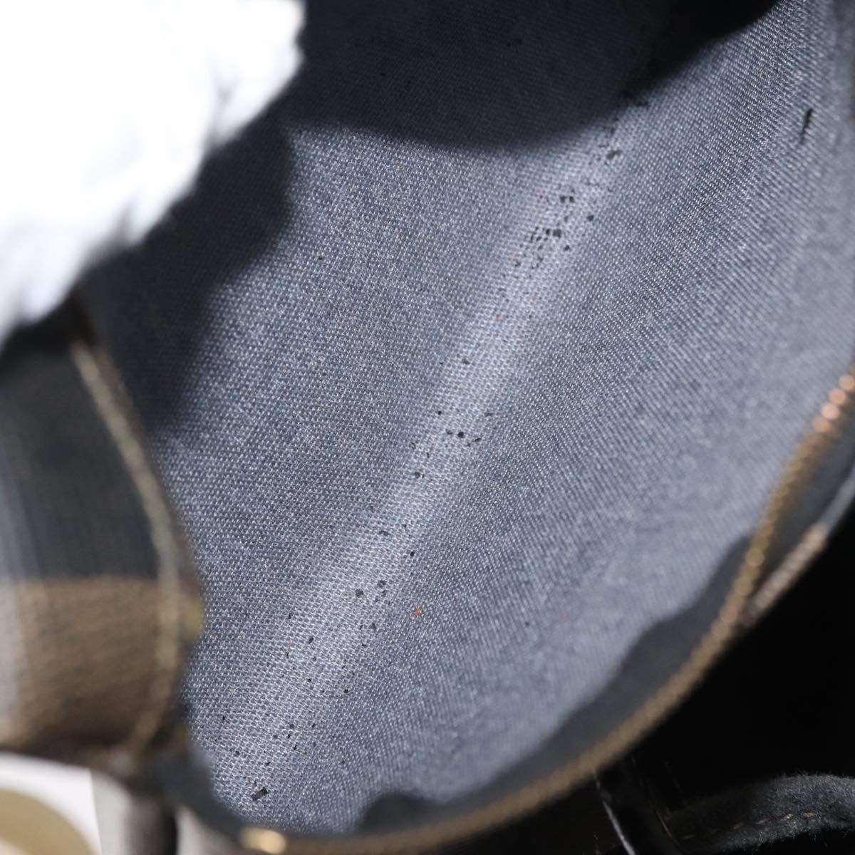 FENDI Pecan Canvas Shoulder Bag PVC Black Brown gold Auth 146873