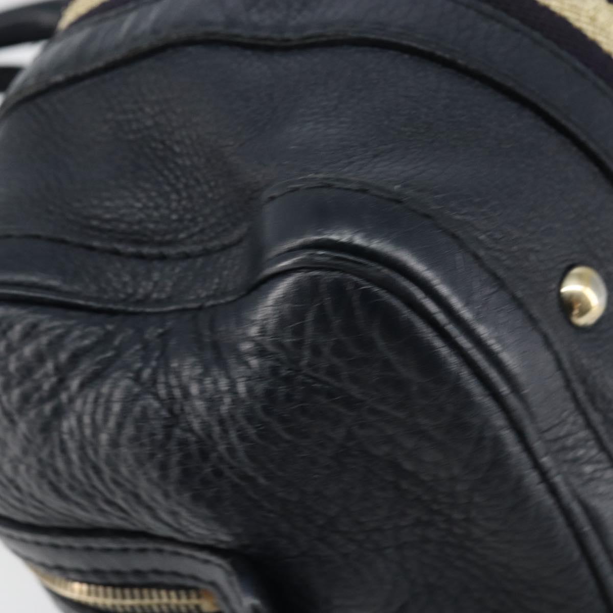 GUCCI Hand Bag Leather 2way Navy Gold 269876 Auth 146876