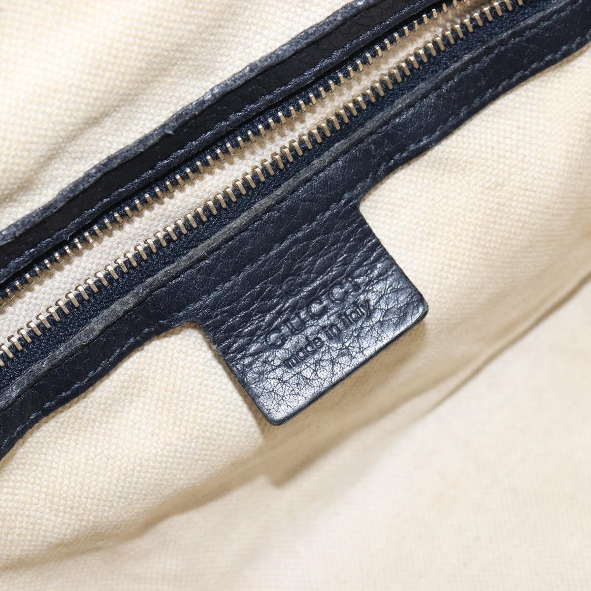 GUCCI Hand Bag Leather 2way Navy Gold 269876 Auth 146876