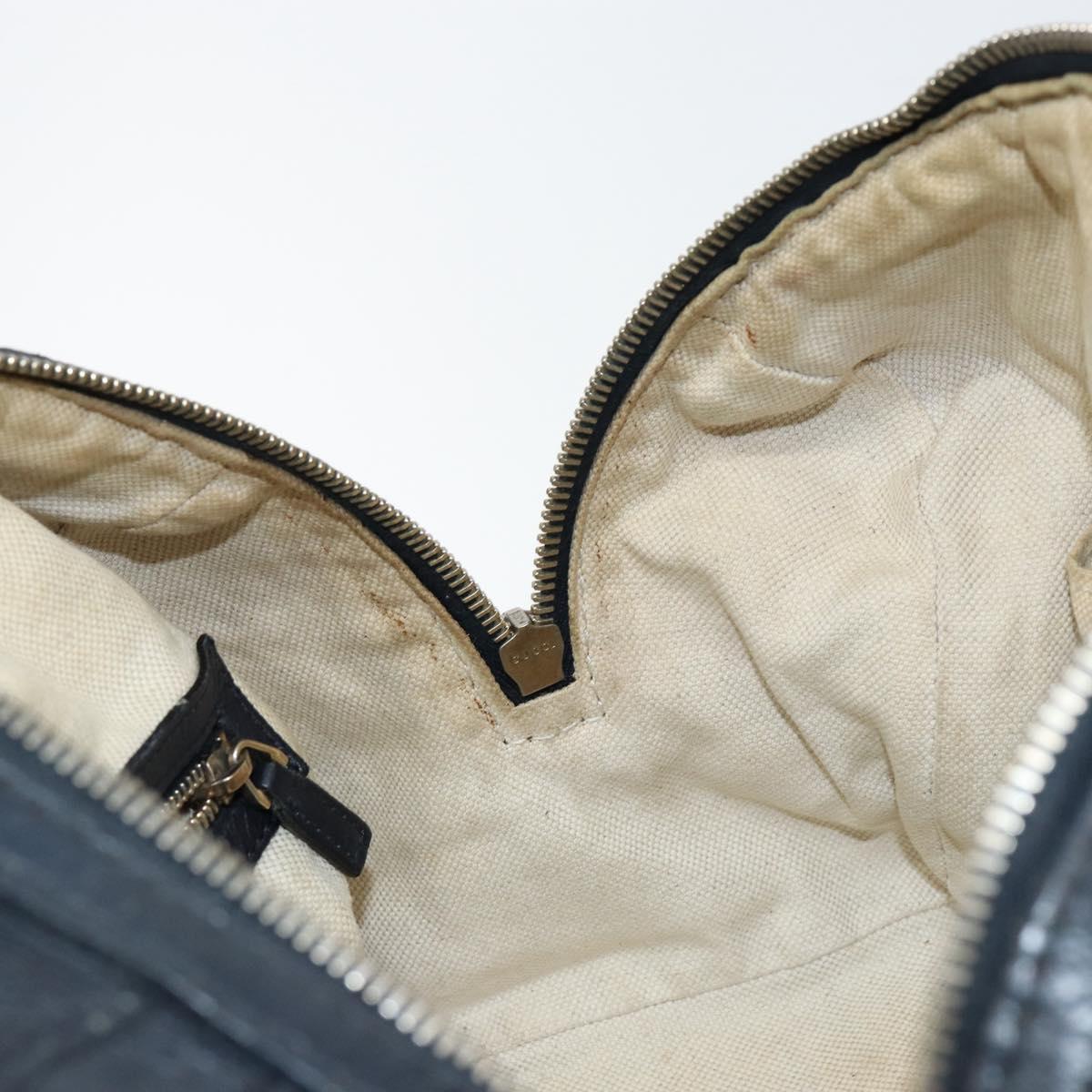 GUCCI Hand Bag Leather 2way Navy Gold 269876 Auth 146876