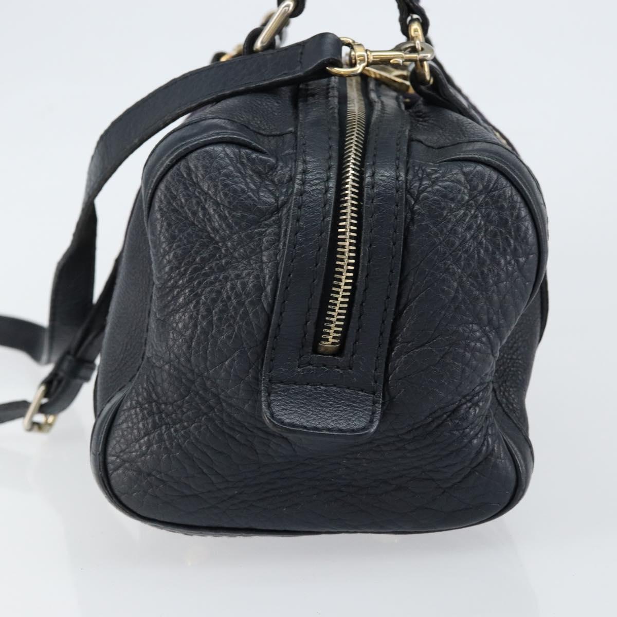 GUCCI Hand Bag Leather 2way Navy Gold 269876 Auth 146876