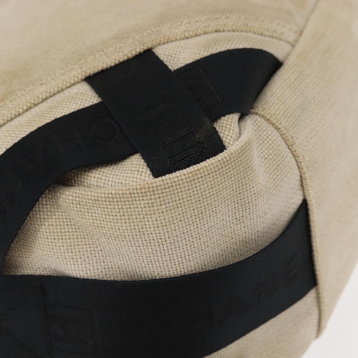 CHANEL Sports COCO Mark Shoulder Bag Canvas Beige Silver CC Auth 146878